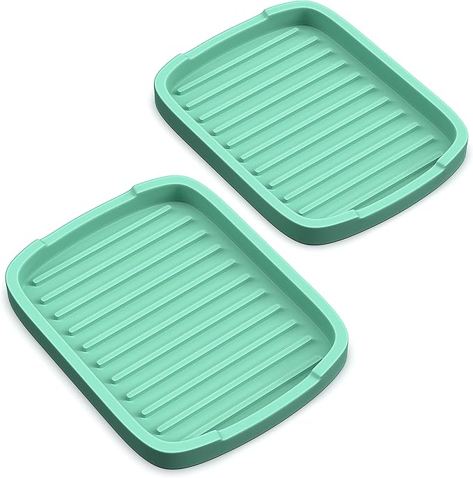 Silicone Sponge Holder -soap Tray - 5.9" X 4.33" Set -2pcs (Light Green)