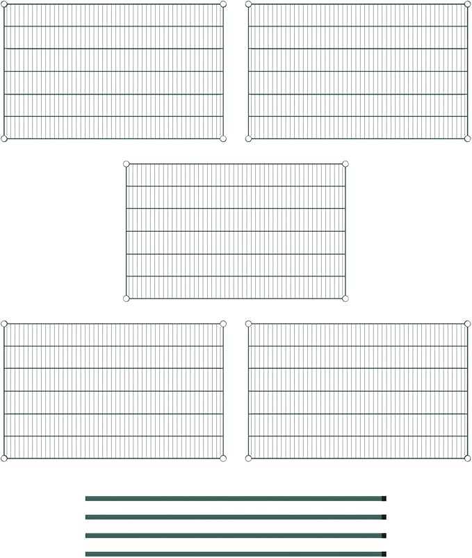 Commercial NSF Listed Green Epoxy Stationary Wire Shelving Kit 30" x 48" x 64", with 5 Shelves Perfect for Warehouse, Walk-in Refrigerator, Freezer, Grocery Store, Restaurant, Dishroom