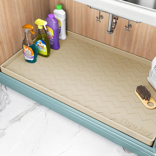 TigeJoy 19" x 19" Under Sink Mats for Kitchen Waterproof, Leak-Proof Silicone Mat Sink Protector and Cabinet Liner, Kitchen Essentials Organizer and Storage, Boot or Shoe Tray, Pet Feeding Mat
