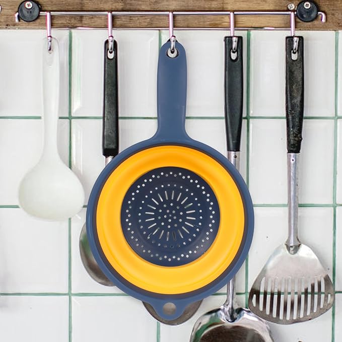 BESPORTBLE Folding Vegetable Drain Basket over Sink Colander Kitchen Storage Basket with Handle Orange Hollow Design for Washing Produce Random Style