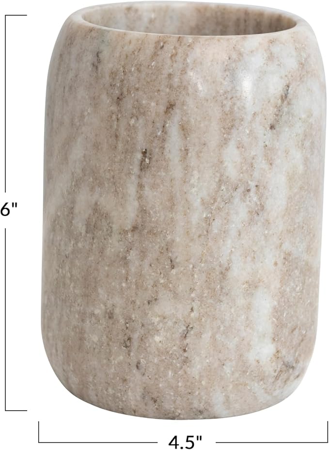 Creative Co-Op Modern Marble Bottle Holder, White Crock, Natural (Pack of 4)
