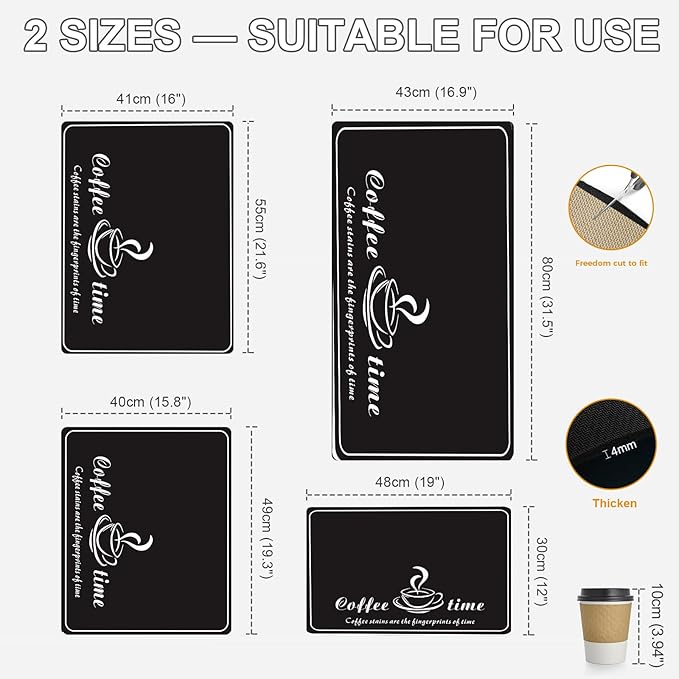 Dish Drying Mat & Coffee Mat for Kitchen Counter, Absorbent Microfiber Waterproof Mat with Non-Slip Backing, Multi-Size Multi-Color Options, Sink and Coffee Bar Accessories