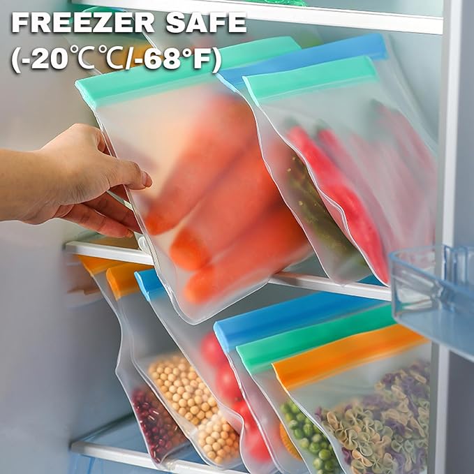 10 Pack Reusable Snack Bags – Extra-Thick, Leakproof, BPA-Free Food Storage Bags – Dishwasher Reusable Freezer Bags, Ideal for Sandwiches, Snacks, Cereal, Travel & Home Organization (Blue)