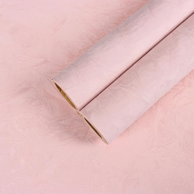 CHIHUT Light Pink Self Adhesive Velvet Flocking Liner for Jewelry Drawer Shelf Liner Thick Soft Fabric Felt Drawer Liner Sticker 12”x472” Colored Velvet Peel and Stick Wallpaper for Bedroom Dresser