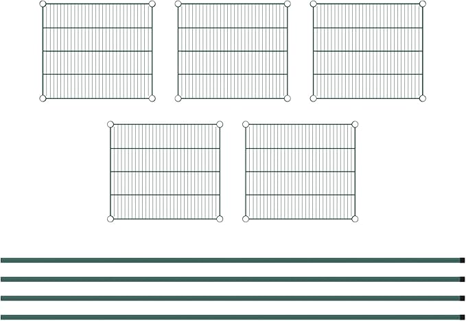 Commercial NSF Listed Green Epoxy Stationary Wire Shelving Kit 21" x 24" x 96", with 5 Shelves Perfect for Warehouse, Walk-in Refrigerator, Freezer, Grocery Store, Restaurant, Dishroom