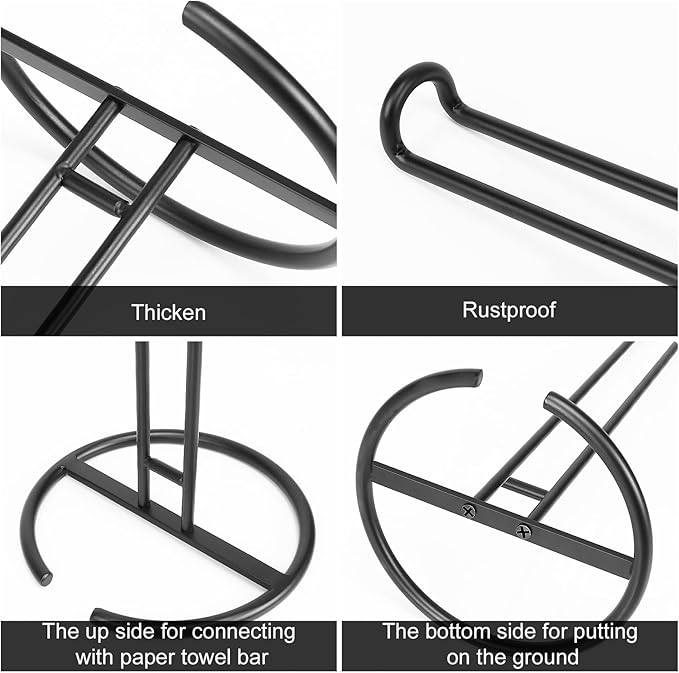 NearMoon Paper Towel Holder, Sturdy Paper Towel Stand Dispenser-All Metal, Standard or Jumbo-Sized for Kitchen Countertop, Farmhouse, Living Room (3 Pack, Matte Black)