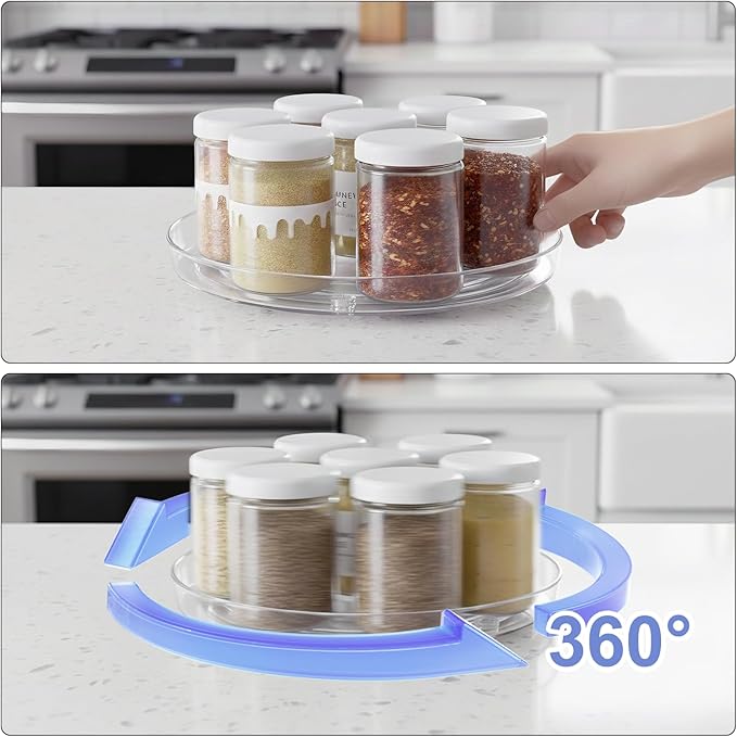 Vitamin Storage Organizer, 10.3" Rotary Turntable Organizer for Vitamin Bottles and Medicine Bottle, Bottle Organizer for Countertop, Bathroom Cabinet Storage