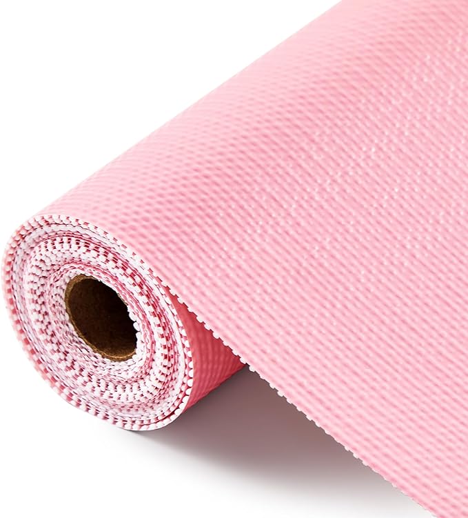 ALIUNI Drawer and Shelf Liner, Non-Slip Kitchen Cabinet Liners Non-Adhesive Thick Strong Grip Waterproof Washable Mats Protect Dresser Shelves Cupboard Bathroom Cabinets, Pink, 12 in X 30 FT