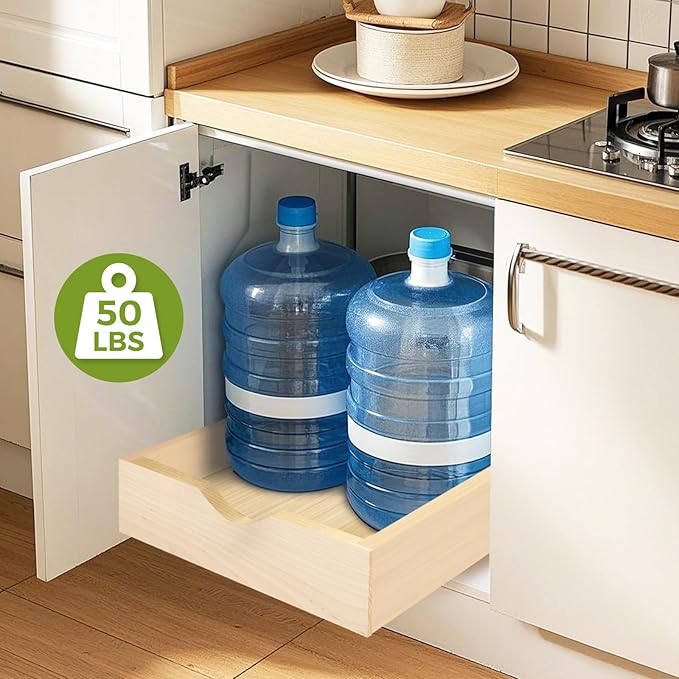 Pull Out Drawers for Cabinet 21.5" W x 23" D x 4.5" H Wood Slide Out Organizer and Storage Kitchen Cabinet Drawers Slide Out Shelves Pull Out Shelves in Kitchen Pantry Bathroom with Soft Close