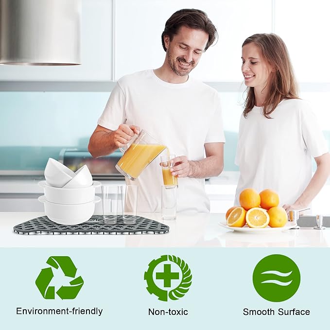 SAMSIER Sink Protectors for Kitchen Sink 13x11 &16x12 &19x14 &22x13 &24x13 &26x14 &28x14 &30x16, Large Silicone Sink Mats Grid for Bottom of Farmhouse Sink (19”x13”, Center Drain)