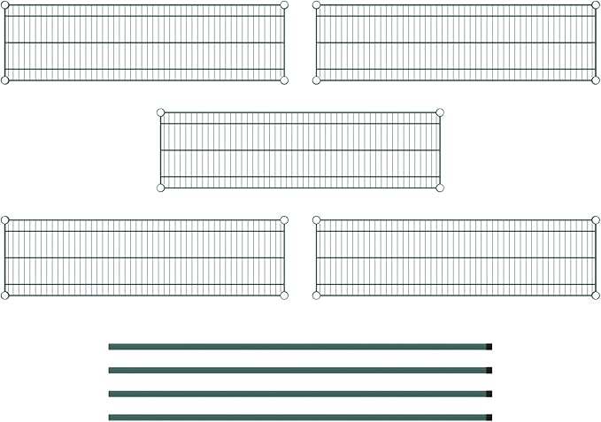 Commercial NSF Listed Green Epoxy Stationary Wire Shelving Kit 14" x 48" x 64", with 5 Shelves Perfect for Warehouse, Walk-in Refrigerator, Freezer, Grocery Store, Restaurant, Dishroom