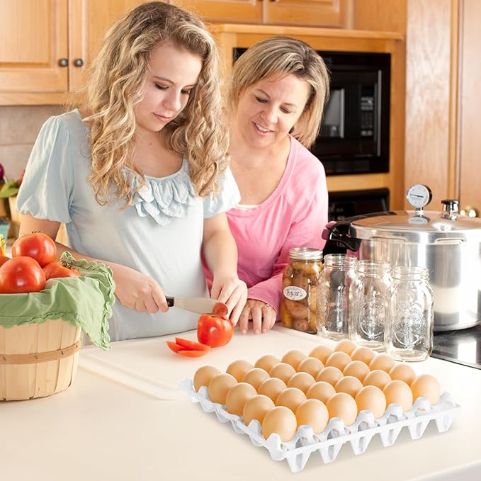 ZUQIAN 12 Pack Plastic Egg Tray Egg Crates, Stackable Egg Cartons Flats Each Holds 30 Eggs, Bulk Egg Trays for Home Chicken Farmers to Packing, Storage, Shipping Eggs - White