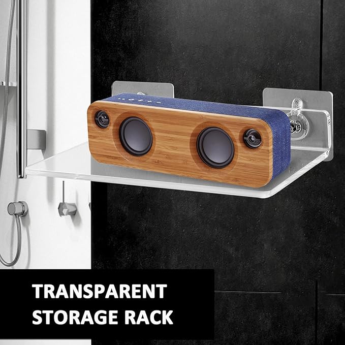 KESYOO Acrylic Floating Shelves Wall Storage Racks No Drilling L-Shaped 20X15Cm for Bathroom Kitchen Living Room 4pcs Self-Adhesive Organizer