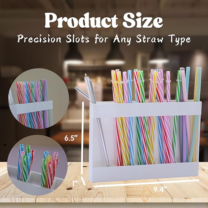 White Acrylic Straw Holder & Tumbler Organizer for Cabinet Door, Countertop – Reusable Straw Storage Dispenser, Kitchen Cabinet Organizer for Straws, Accessories (white)