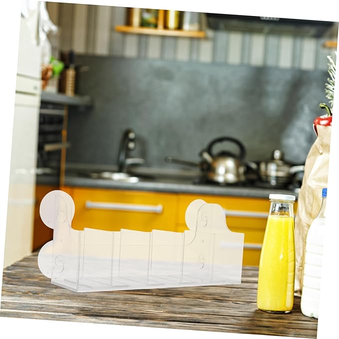 Cabilock Suction Cup Fridge Organizer with Adjustable Dividers 5-Compartment Drink Holder Shelf for Refrigerator Door Storage Space-Saving Kitchen Beverage Rack