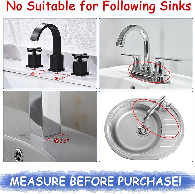 Amerner Kitchen Sink Splash Guard, 10° Large Slope & Adaptable Hole Faucet Mat for Kitchen Sink, Silicone Sink Organizer Sponge Holder for Kitchen, Bathroom, RV, Bar, 14.2” x 5.1”, Black