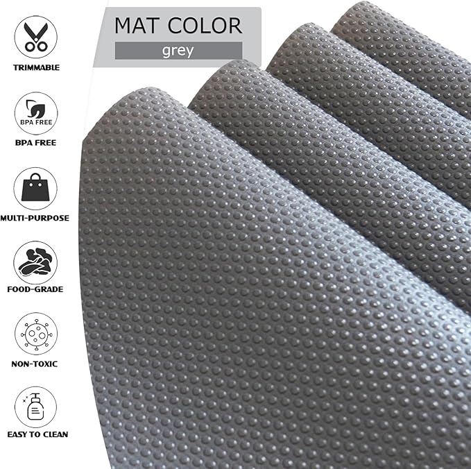 Daixers 10Pcs Refrigerator Liners, Washable Fridge Liner Shelf Mats Refrigerator Pads for Cupboard Cabinet Drawer Home Kitchen Accessories Organization (Grey)