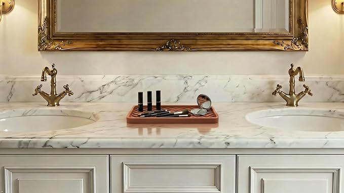 Happitasa Silicone Kitchen Sink Organizer Tray, Sponge Holder and Countertop Protector | Bathroom and Kitchen Soap Dish and Dispenser Tray (Mocha, 12"x4", 9.2 Ounces)