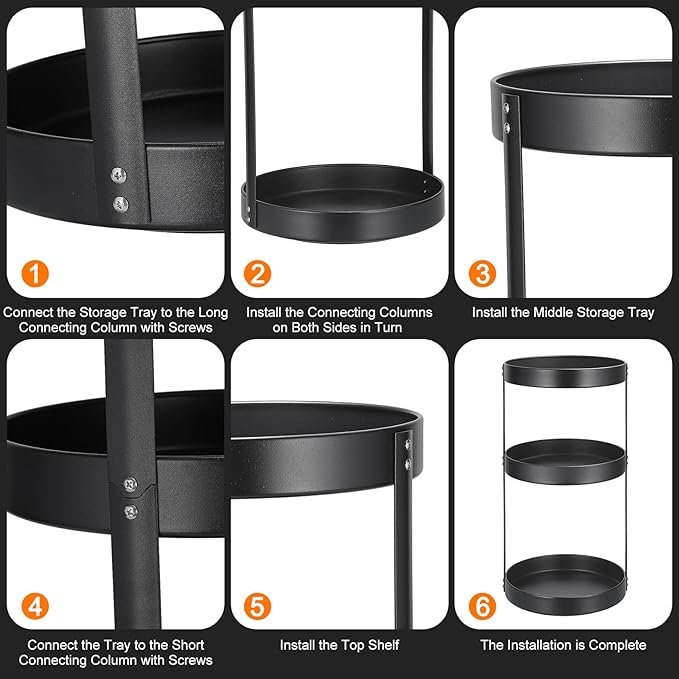 uxcell 3 Tier Lazy Susan Turntable, 12 Inch Metal Spice Rack Organizer for Kitchen Countertop Vertical Storage Rack Self Black
