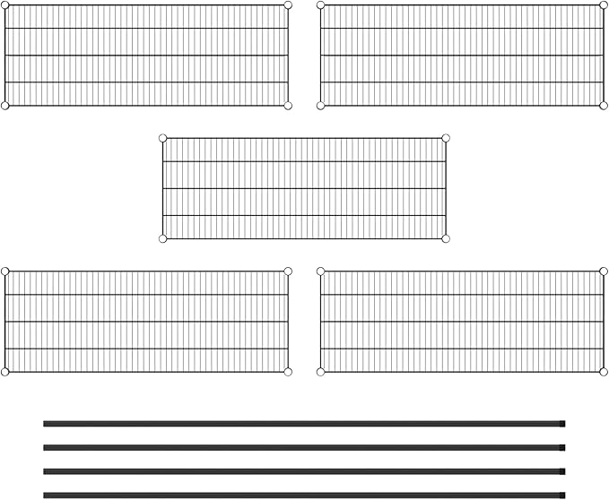 Commercial NSF Listed Black Epoxy Stationary Wire Shelving Kit 18" x 48" x 86", with 5 Shelves Perfect for Warehouse, Walk-in Refrigerator, Freezer, Grocery Store, Restaurant, Dishroom