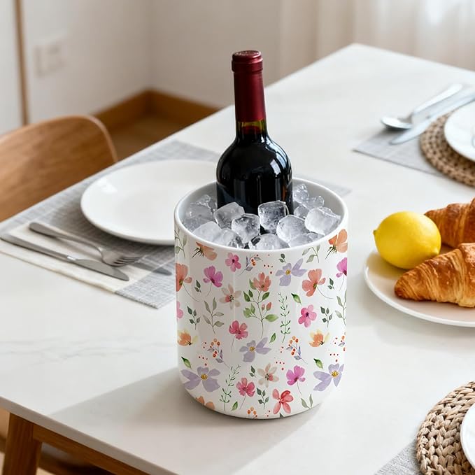 Wildflowers Utensil Holder,Countertop Ceramic Utensil Holder,Large Cooking Utensil Crocks for Kitchen Counter Decor,Ceramic Vase for Kitchen Utensils,6.3"+4.7"(Flower)