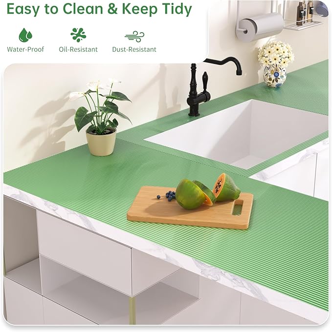Shelf and Drawer Liner for Kitchen Cabinet, Non-Adhesive 12in x 240in Waterproof Durable Thickened EVA Material Easy-to-Cut Contact Paper Non Slip Mat for Refrigerator, Cupboard, Dresser