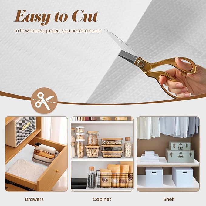 Drawer Shelf Liner for Kitchen Cabinets Non-Adhesive, Non Slip Shelf Paper Waterproof Thickened Cabinet Liners for Shelves, Strong Grip Mats for Cupboard, Dresser, Pantry, White, 17.5 in x 30 FT