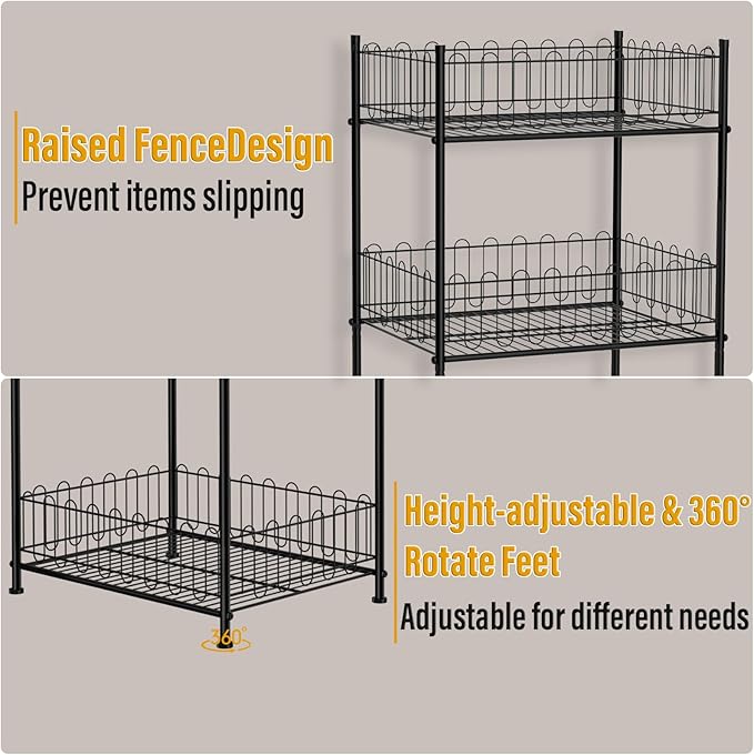 Vrisa 3 Tier Water Bottle Holder Fenced Freestanding Bottled Water Organizer Stand Beverage Drink Soda Can Storage Rack for Pantry, Kitchen, Home Party, Classroom