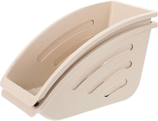 2pcs Kitchen Dish Drying Rack Countertop Plate Storage Holder with Drainage Compact Utensil Organizer Cabinet Dinner Plates Holder Space-Saving Beige