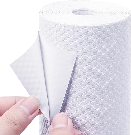 Self Adhesive Cabinet Shelf Liner: Peel and Stick White Waterproof Contact Paper - Non-Slip Removable Kitchen Drawers Liners for Pantry Cupboard 10" W x 144" L