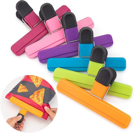 EWOID 6 Pack Chip Bag Clips, Large Bags Clip for Food Storage, Snack Clips for Chips and Other Food Bags, Plastic Heavy Duty Sealing Clip for Home, Office and More(6 x 3.5 Inch)