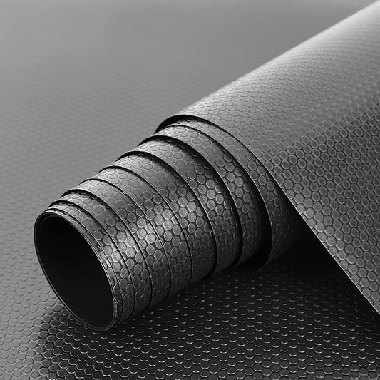 HooTown Shelf Liner Kitchen Cabinet Drawer Mats 17.5 Inch Wide x 6.5 Feet Long, Non Skid EVA Plastic Washable Oil Proof Pad for RV Drawer, Dish Plate Slippery Protection, Black
