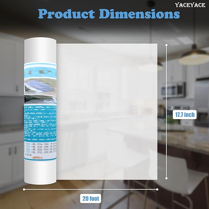 YACEYACE Shelf Liners for Cabinets and Drawers, 17.7 in x 20FT Drawer Liner, Non-Slip, Non-Adhesive Waterproof Mats for Protection Desk, Table