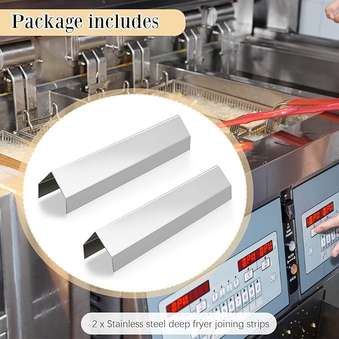 2 Pcs Deep Fryer Splash Guard Stainless Steel Joining Strip 20 Gauge Thickness Commercial Deep Fryer Joint Adapter Connector Curved Parts(23"L x 1 1/2"Wx2"H)