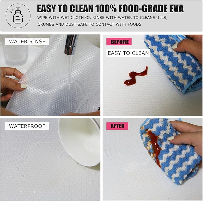 Rwotlls 8Pcs Refrigerator Liners, Washable Fridge Liner Mats Covers Pads for Glass Shelf Cupboard Cabinet Drawer Home Kitchen Accessories Organization (Clear)