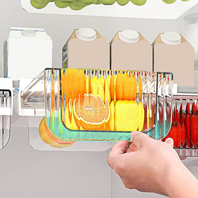 Fridge Storage Drawer Organizer - Pull Out Fridge Organizer Boxes | Stackable Refrigerator Drawer Organizer Bins, Drawers Container Boxes for Fridge Pantry Shelf Refrigerator Organization