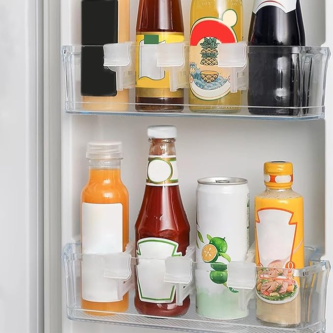 8 Pcs Adjustable Clear Fridge Divider Set, Retractable Fridge Door Organizer Clip, Snap-On Unexpanded: 3.1 x 1.9 Inches (8 x 5 cm) Expanded: 4.7 x 1.9 Inches (12 x 5 cm)