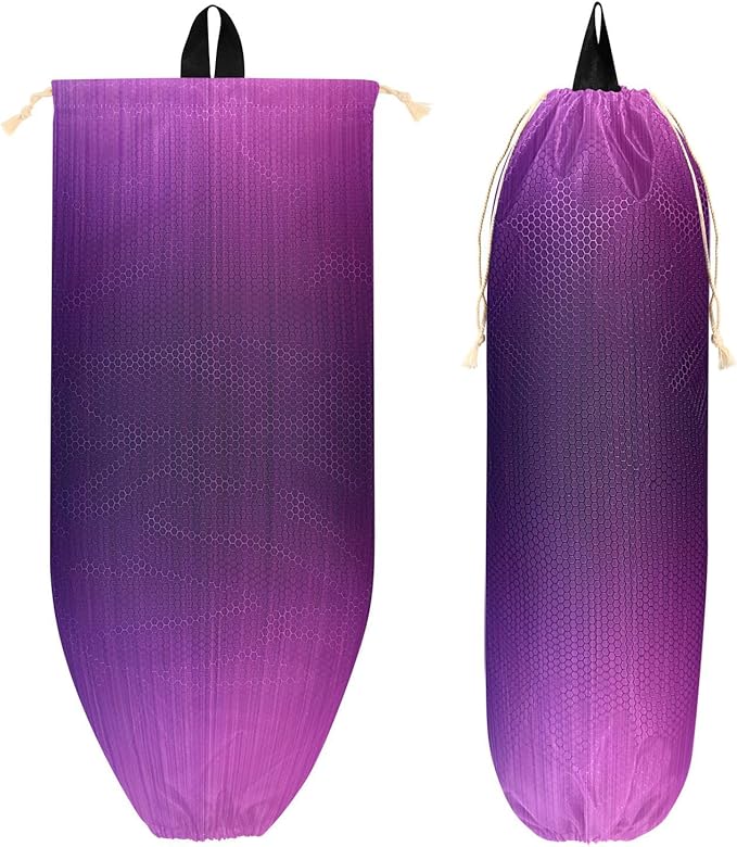 Plastic Bag Holder Wall Mount Grocery Bag Shopping Bag Storage Holder Organizer Dispenser with Adhesive Hook,for Kitchen Bathroom Home Decor 9x22 Inches Gradient Purple Blue32
