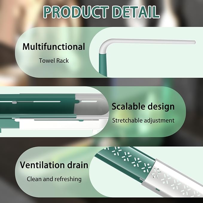 Telescopic Sink Storage Rack Adjustable with 2 Sponge - Sink Caddy Sponge Holder for kitchen sink(Green)