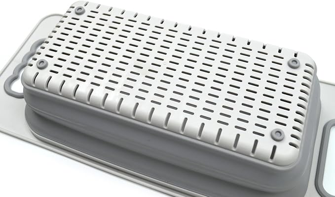 SAMMART 2.6L (0.68 gallon) Set of 2 Over The Sink Rectangular Colander (2, Grey)