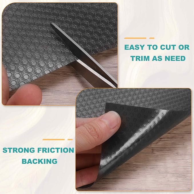HARFINGTON Shelf Liner 12" x 10ft EVA Non-Slip Drawer Mats Waterproof Circular Mesh Texture Liner for Kitchen Cabinets Cupboard Refrigerator Shelves, Black