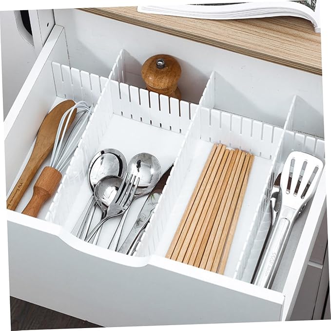 VILLCASE 12pcs Adjustable Plastic Drawer Dividers for Organizing Freely Compartments for Socks Underwear and Towels