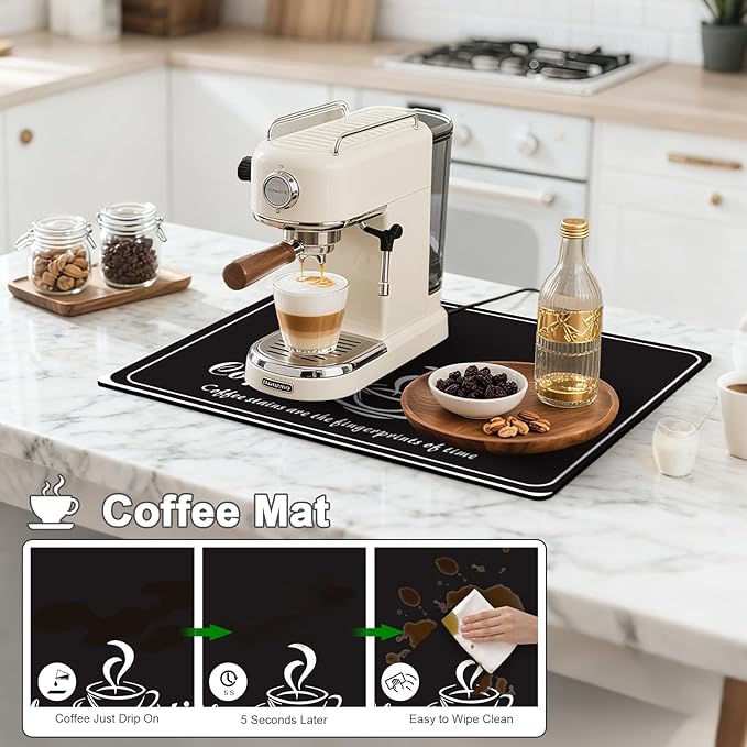 Dish Drying Mat & Coffee Mat for Kitchen Counter, Absorbent Microfiber Waterproof Mat with Non-Slip Backing, Multi-Size Multi-Color Options, Sink and Coffee Bar Accessories