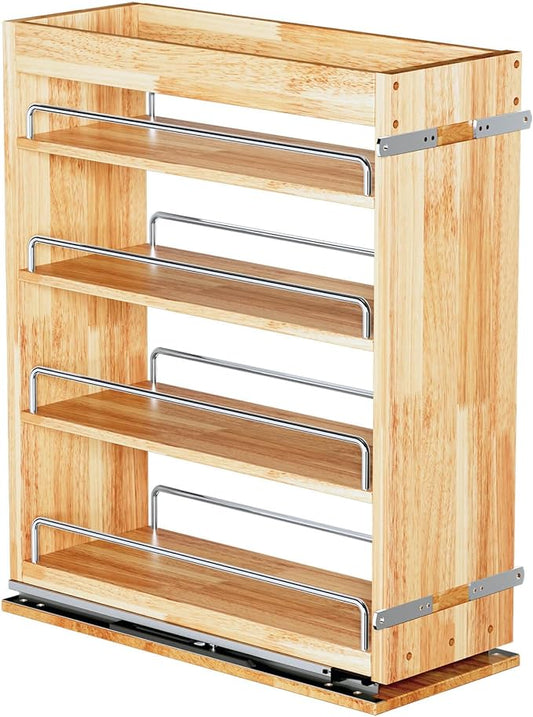 OCG 4 Tier Pull Out Spice Rack Holder Shelves (8" W x 22" D), spice organization for cabinet Storage Organization, pull out spice racks for inside cabinets