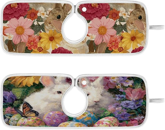 2 PCS Kitchen Sink Splash Guard 14.9 Inch Faucet Mat for Kitchen Sink Bathroom Sink Faucet Absorbing Drip Drain Mat Pad Microfiber Soft Washable Easter Bunny Eggs Flowers Butterfly