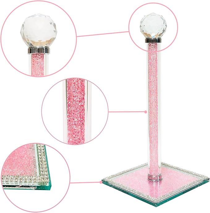 Crystal Paper Towel Holder Countertop Bling Pink Paper Towel Holder Stand