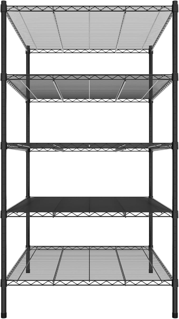 Commercial NSF Listed Black Epoxy Stationary Wire Shelving Kit 36" x 48" x 64", with 5 Shelves Perfect for Warehouse, Walk-in Refrigerator, Freezer, Grocery Store, Restaurant, Dishroom