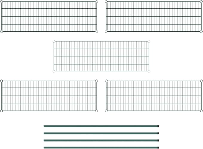 Commercial NSF Listed Green Epoxy Stationary Wire Shelving Kit 18" x 54" x 64", with 5 Shelves Perfect for Warehouse, Walk-in Refrigerator, Freezer, Grocery Store, Restaurant, Dishroom