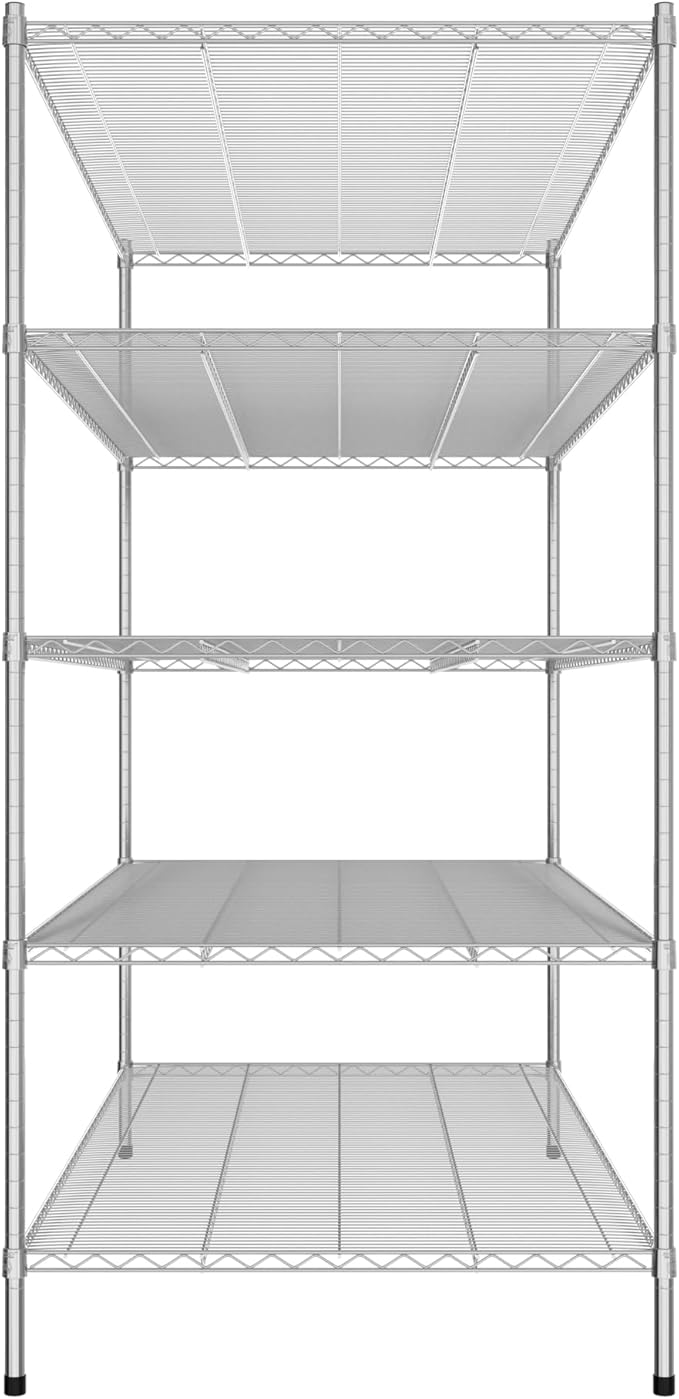 Commercial NSF Listed Chrome Stationary Wire Shelving Kit 36" x 72" x 74", with 5 Shelves Perfect for Warehouse, Walk-in Refrigerator, Freezer, Grocery Store, Restaurant, Dishroom