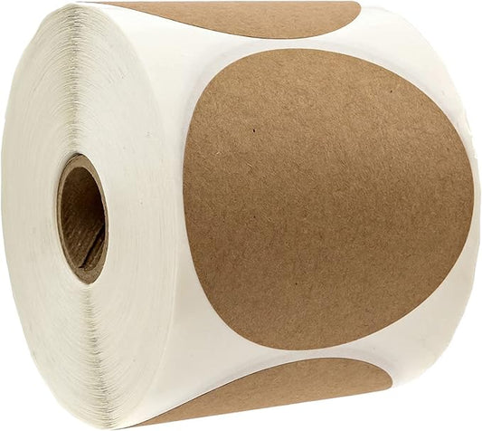 3" Natural Brown Kraft Stickers / 500 Blank Kraft Circle Labels/DIY Round Canning Labels/Made in The USA